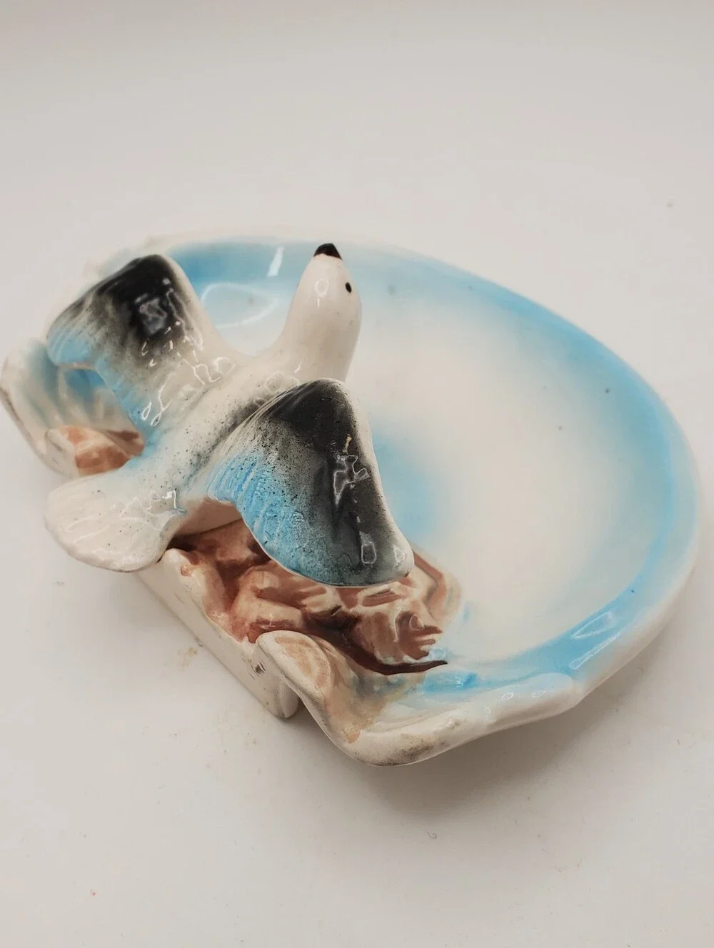 Vintage Ceramic Seagull Shell Trinket Dish Ashtray Mid-Century Japan CoastalBrin